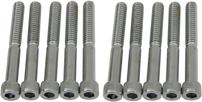 Drag Specialties Socket-Head Bolts Silver Knurled 10 Pack - MPB185