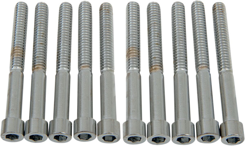 Drag Specialties Socket-Head Bolts Silver Smooth 10 Pack - MPB186S