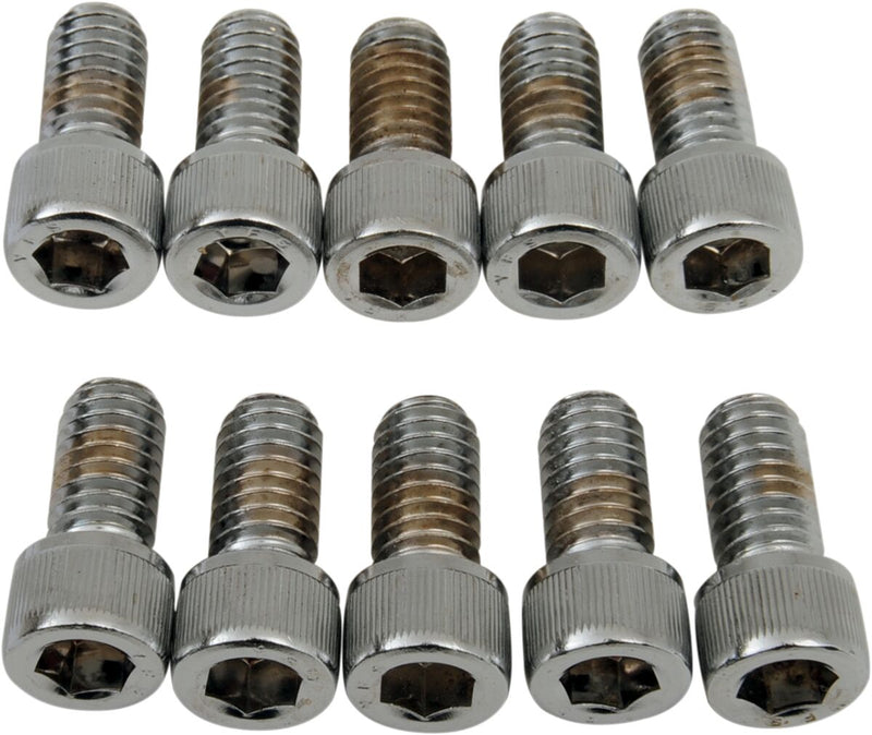 Drag Specialties Socket-Head Bolts Silver Knurled 10 Pack - MPB214
