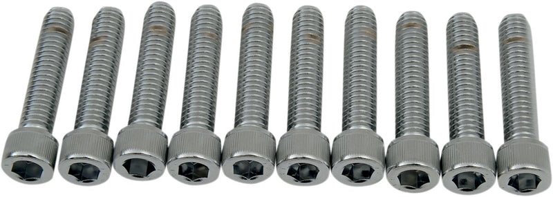 Drag Specialties Socket-Head Bolts Silver Knurled 10 Pack - MPB219