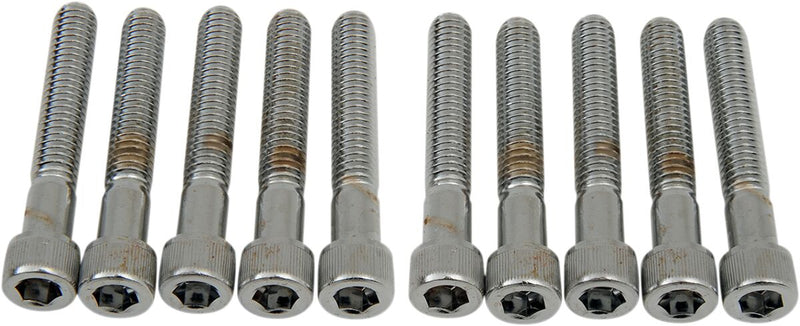 Drag Specialties Socket-Head Bolts Silver Knurled 10 Pack - MPB221