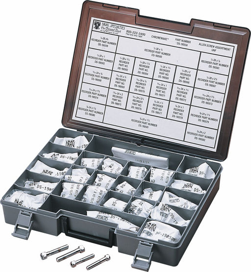 Drag Specialties Fine-Thread Socket-Head Bolt Assortment Kit Chrome Polished Silver Knurled Smooth