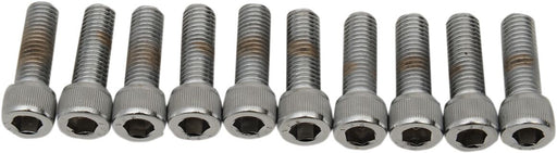 Drag Specialties Replacement Fine Thread Socket-Head Bolts Chrome Polished Silver Knurled 10 Pack