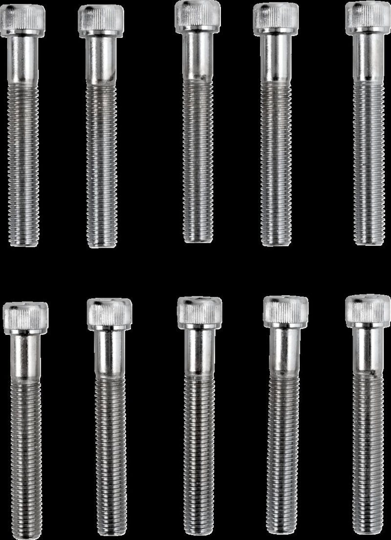 Drag Specialties Replacement Fine Thread Socket-Head Bolts Chrome Polished Silver Knurled 10 Pack - MPB285