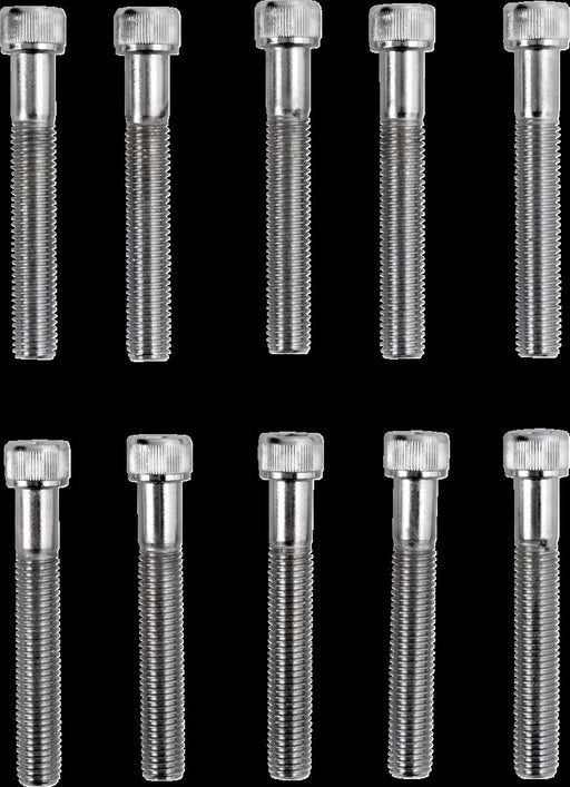 Drag Specialties Replacement Fine Thread Socket-Head Bolts Chrome Polished Silver Knurled 10 Pack
