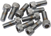Drag Specialties Replacement Fine Thread Socket-Head Bolts Chrome Polished Silver Knurled 10 Pack