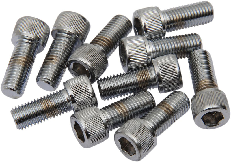 Drag Specialties Replacement Fine Thread Socket-Head Bolts Chrome Polished Silver Knurled 10 Pack