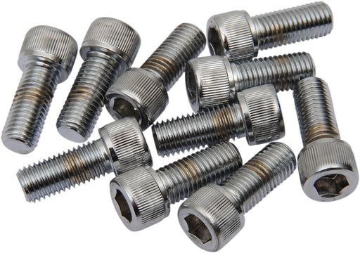 Drag Specialties Replacement Fine Thread Socket-Head Bolts Chrome Polished Silver Knurled 10 Pack