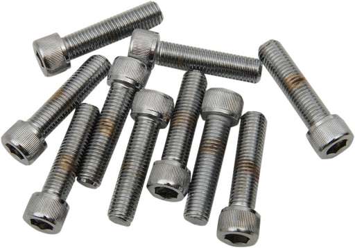 Drag Specialties Replacement Fine Thread Socket-Head Bolts Chrome Polished Silver Knurled 10 Pack