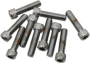 Drag Specialties Replacement Fine Thread Socket-Head Bolts Chrome Polished Silver Knurled 10 Pack - MPB230