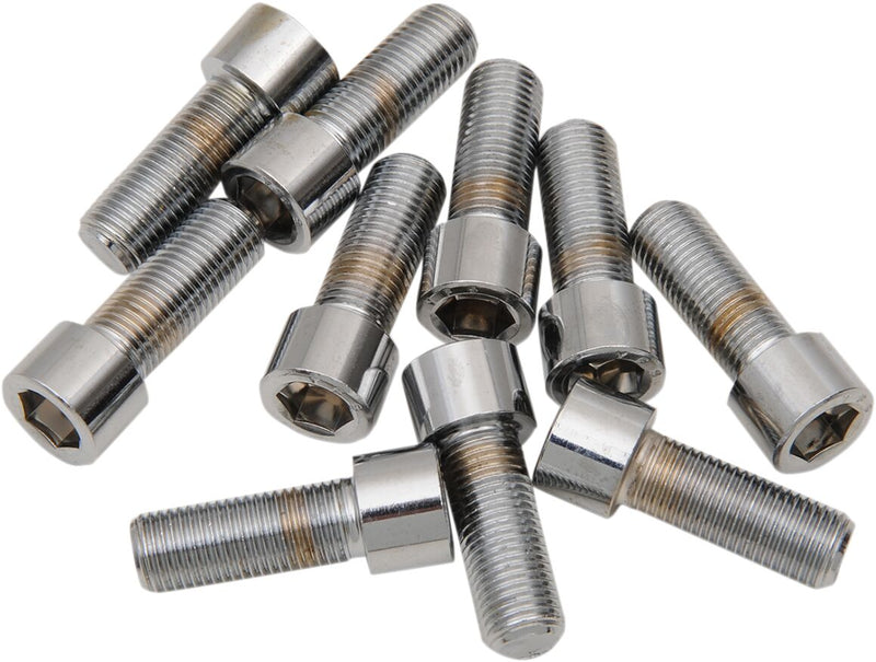 Drag Specialties Replacement Fine Thread Socket-Head Bolts Chrome Polished Silver Smooth 10 Pack