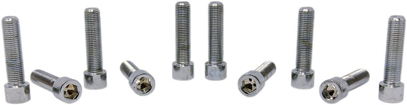 Drag Specialties Replacement Fine Thread Socket-Head Bolts Chrome Polished Silver Smooth 10 Pack