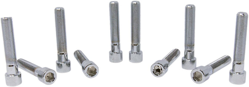 Drag Specialties Replacement Fine Thread Socket-Head Bolts Chrome Polished Silver Smooth 10 Pack