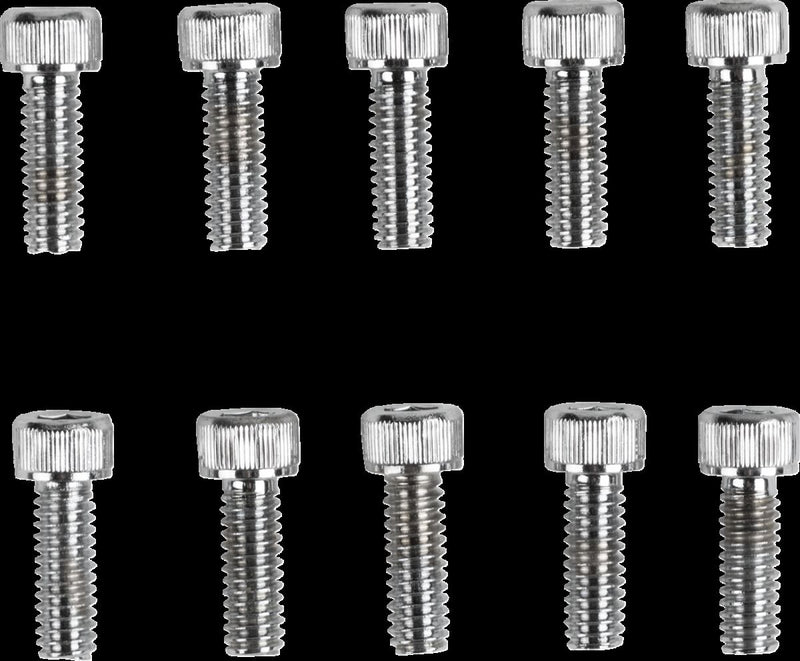 Drag Specialties Replacement Socket-Head Bolts Chrome Polished Silver Coarse Thread Knurled 10 Pack