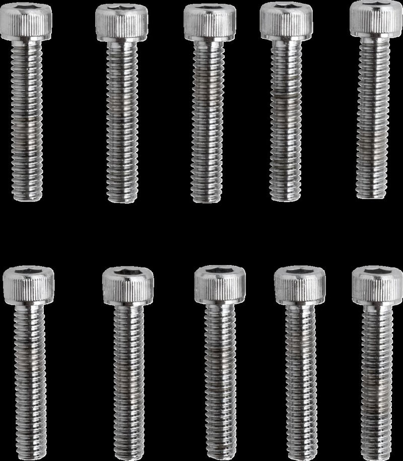 Drag Specialties Replacement Socket-Head Bolts Chrome Polished Silver Coarse Thread Knurled 10 Pack - MPB190
