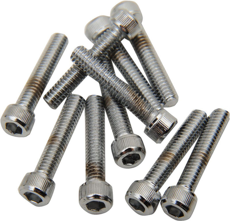Drag Specialties Replacement Socket-Head Bolts Chrome Polished Silver Coarse Thread Knurled 10 Pack