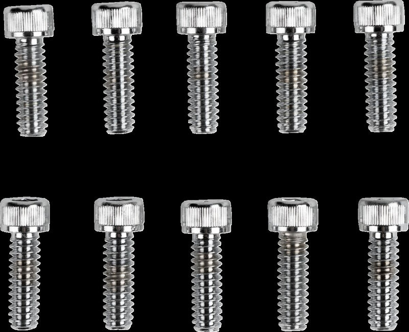 Drag Specialties Replacement Socket-Head Bolts Chrome Polished Silver Coarse Thread Knurled 10 Pack