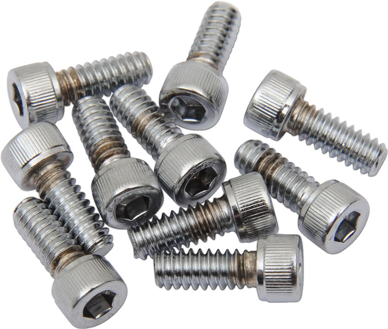 Drag Specialties Replacement Socket-Head Bolts Chrome Polished Silver Coarse Thread Knurled 10 Pack - MPB193