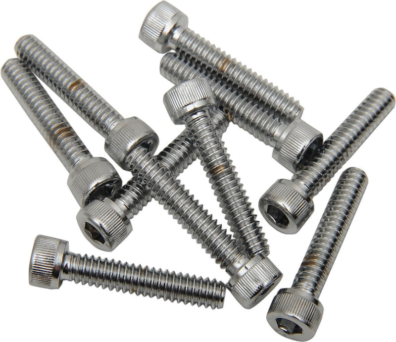 Drag Specialties Replacement Socket-Head Bolts Chrome Polished Silver Coarse Thread Smooth 10 Pack - MPB194S
