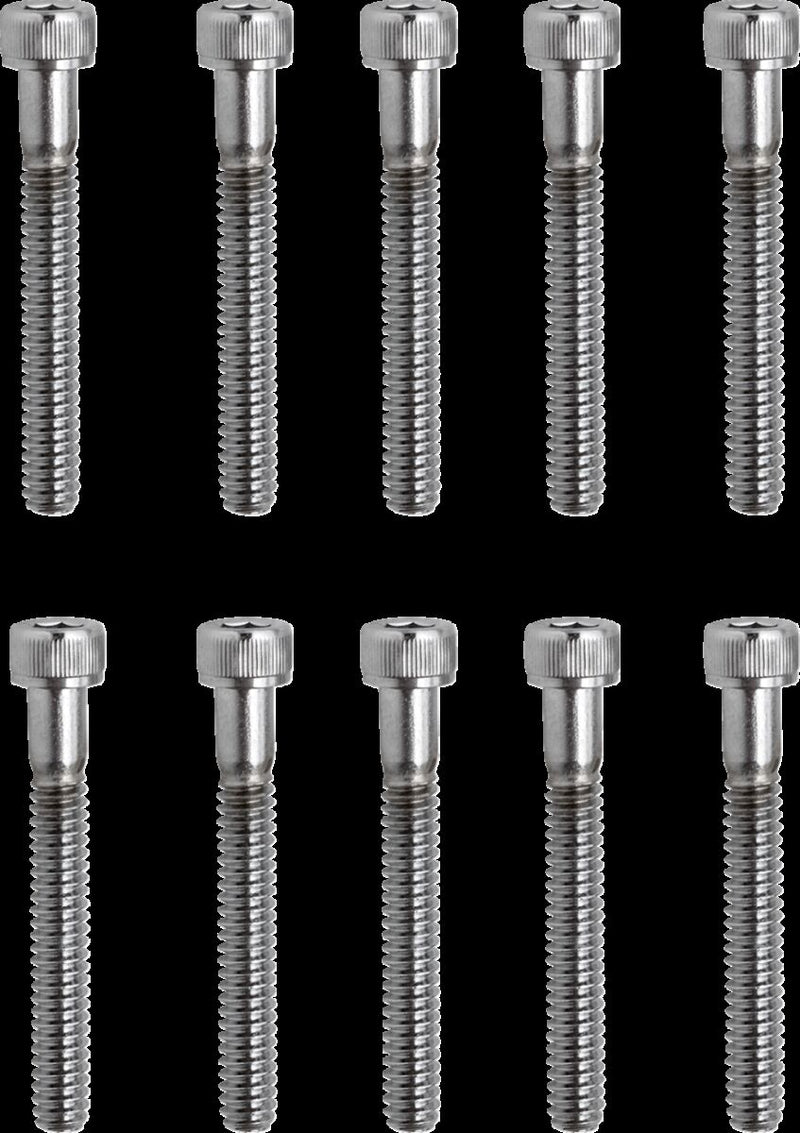 Drag Specialties Replacement Socket-Head Bolts Chrome Polished Silver Coarse Thread Knurled 10 Pack - MPB197