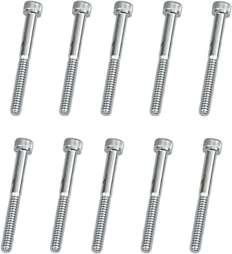 Drag Specialties Replacement Socket-Head Bolts Chrome Polished Silver Coarse Thread Knurled 10 Pack