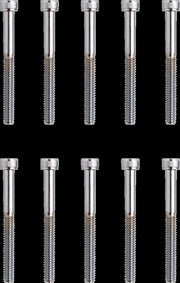 Drag Specialties Replacement Socket-Head Bolts Chrome Polished Silver Coarse Thread Knurled 10 Pack