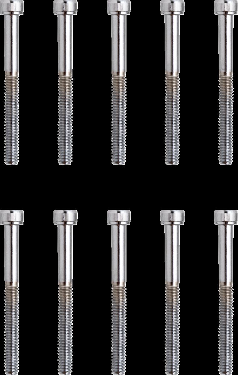 Drag Specialties Replacement Socket-Head Bolts Chrome Polished Silver Coarse Thread Knurled 10 Pack