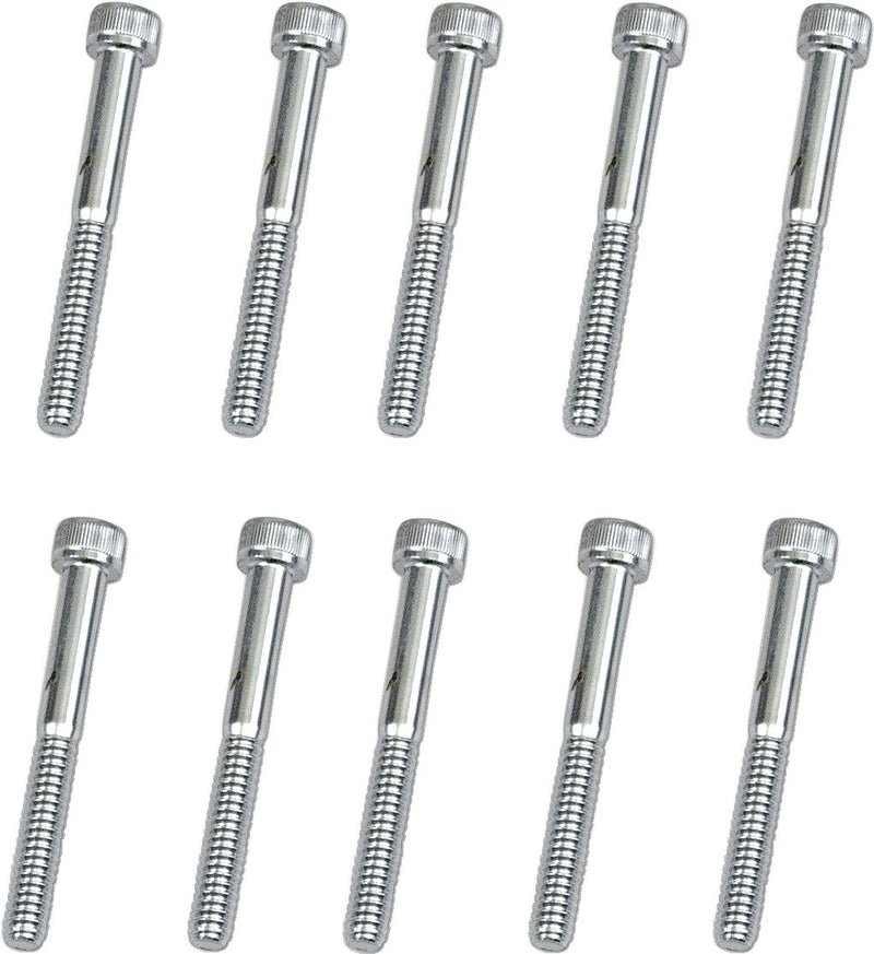 Drag Specialties Replacement Socket-Head Bolts Chrome Polished Silver Coarse Thread Knurled 10 Pack - MPB199