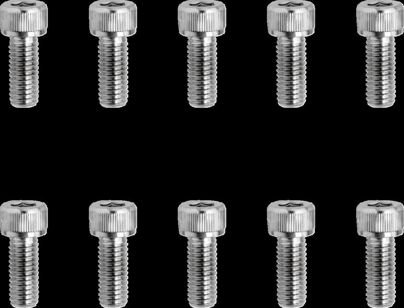 Drag Specialties Replacement Socket-Head Bolts Chrome Polished Silver Fine Thread Knurled 10 Pack