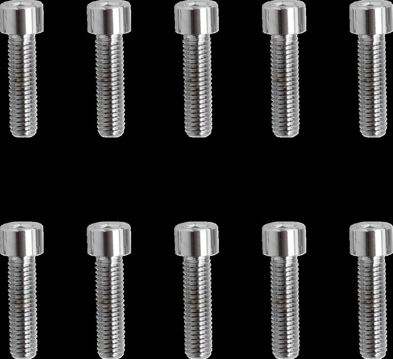 Drag Specialties Replacement Socket-Head Bolts Chrome Polished Silver Fine Thread Smooth 10 Pack