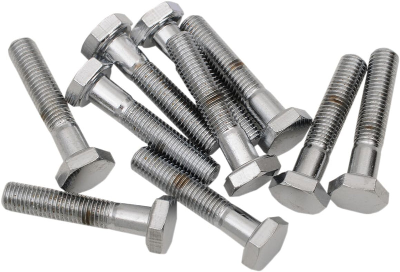 Drag Specialties Replacement Fine Thread Hex Head Bolts Chrome Polished Silver 10 Pack