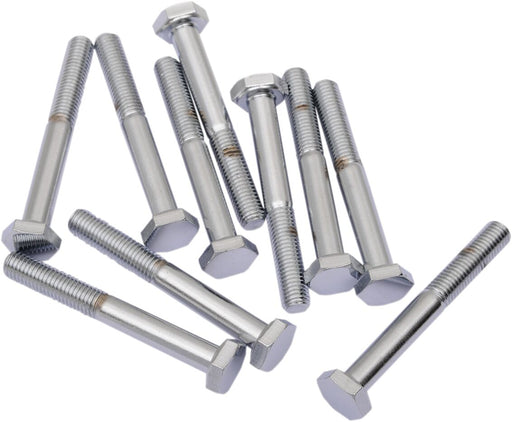 Drag Specialties Replacement Fine Thread Hex Head Bolts Chrome Polished Silver 10 Pack