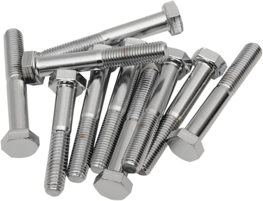 Drag Specialties Replacement Fine Thread Hex Head Bolts Chrome Polished Silver 10 Pack