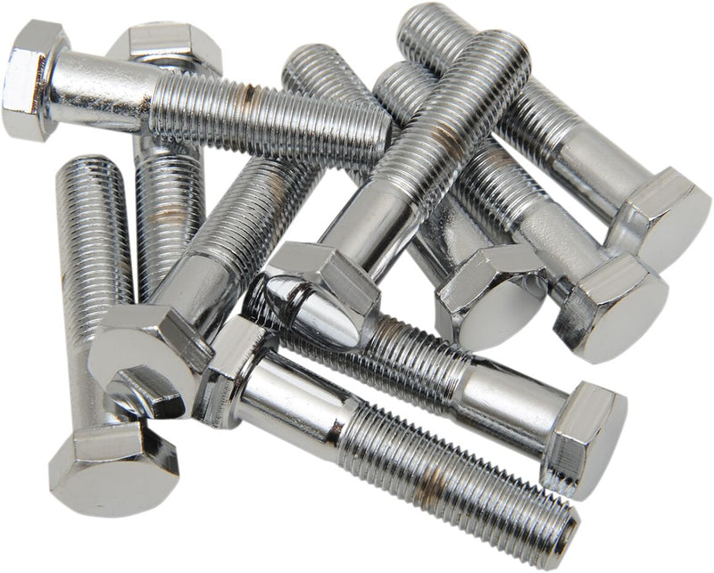 Drag Specialties Replacement Fine Thread Hex Head Bolts Chrome Polished Silver 10 Pack - MPB159