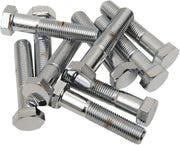 Drag Specialties Replacement Fine Thread Hex Head Bolts Chrome Polished Silver 10 Pack