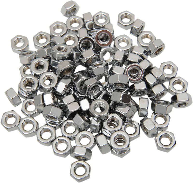 Drag Specialties Hex Nuts Silver 100 Pack
