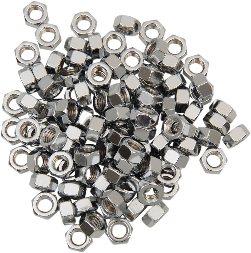 Drag Specialties Hex Nuts Silver 100 Pack