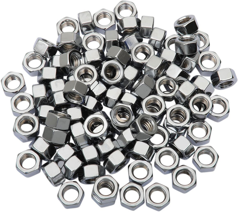 Drag Specialties Hex Nuts Silver 100 Pack
