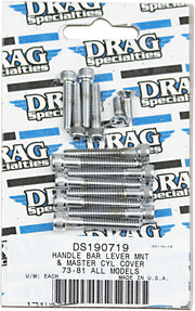 Drag Specialties Handlebar Lever and Master Cylinder Cover Bolt Set Chrome Silver Knurled Socket-Head Handlebar Lever Mount