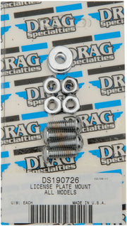 Drag Specialties Licence Plate Mount Bolt Set Chrome Silver Knurled Socket-Head - MK190