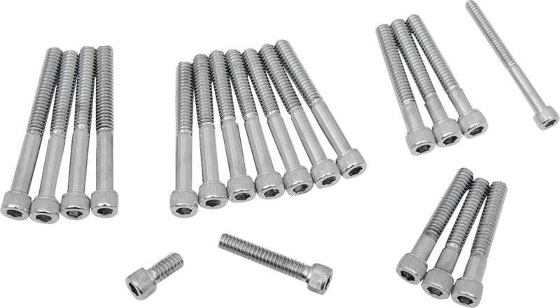 Drag Specialties Cam/Primary Cover Bolt Set Chrome Silver Knurled Socket-Head Cam Cover