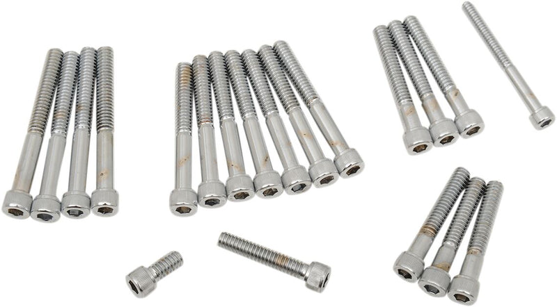 Drag Specialties Cam/Primary Cover Bolt Set Chrome Silver Knurled Socket-Head Cam Cover