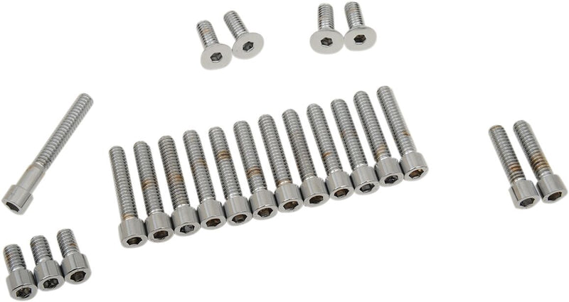 Drag Specialties Cam/Primary/Inspection/Derby Cover Bolt Set Chrome Silver Smooth Socket-Head Cam Cover