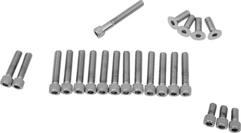Drag Specialties Cam/Primary/Inspection/Derby Cover Bolt Set Chrome Silver Knurled Socket-Head Cam Cover - MK136