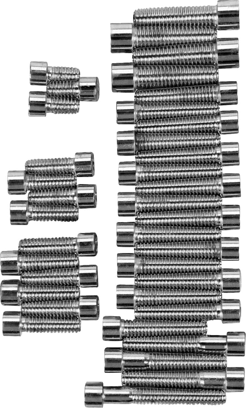 Drag Specialties Cam/Primary/Transmission Cover Bolt Set Chrome Silver Smooth Socket-Head Cam Cover Derby Cover