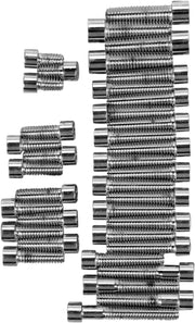 Drag Specialties Cam/Primary/Transmission Cover Bolt Set Chrome Silver Smooth Socket-Head Cam Cover Derby Cover