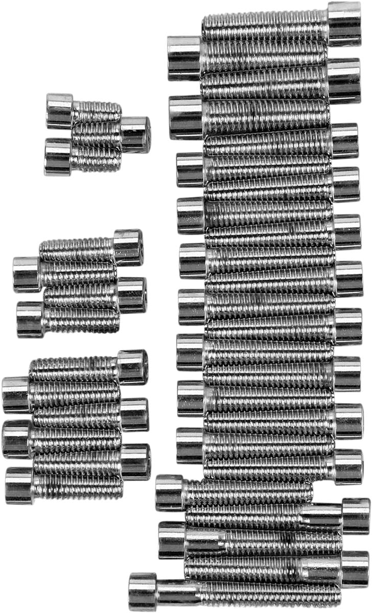 Drag Specialties Cam/Primary/Transmission Cover Bolt Set Chrome Silver Smooth Socket-Head Cam Cover Derby Cover