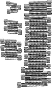 Drag Specialties Cam/Primary/Transmission Cover Bolt Set Chrome Silver Knurled Socket-Head Cam Cover Derby Cover