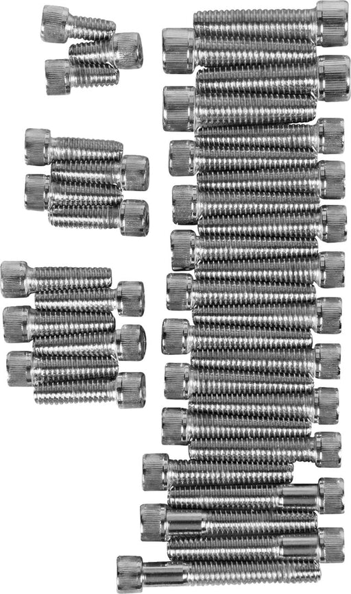 Drag Specialties Cam/Primary/Transmission Cover Bolt Set Chrome Silver Knurled Socket-Head Cam Cover Derby Cover