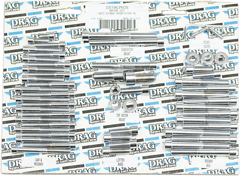 Drag Specialties Motor Bolt Set Chrome Silver Smooth Socket-Head